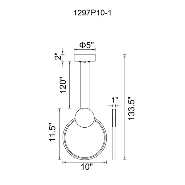 CWI Lighting Pulley 10-in LED Black Mini Pendant