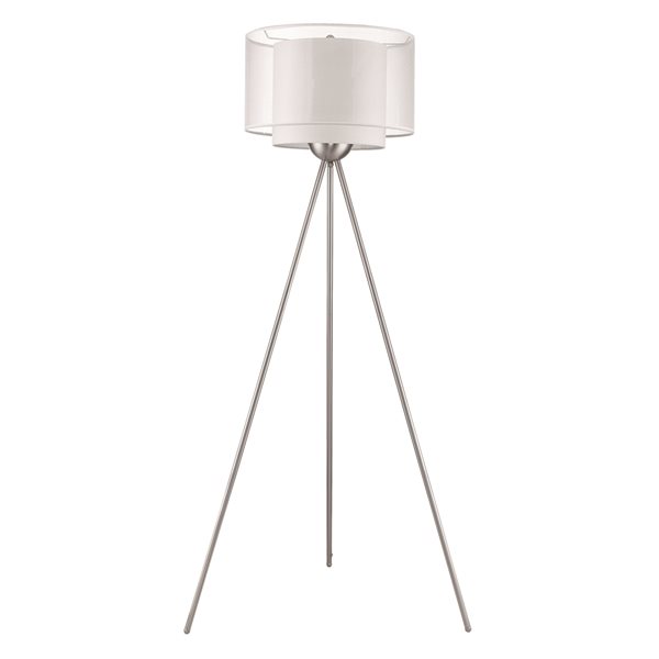 Acclaim Lighting Brella Brushed-Nickel Metal Dimmable Floor Lamp with Two-Tier Shade