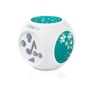 bblüv Kübe White/Aqua LED Musical Nightlight with Projections and Automatic Shutoff