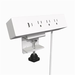 Richelieu 120 V Clamp-On Power Bar and USB Charging Station - White