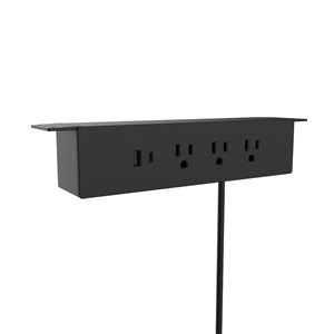 Richelieu 120 V Hanging Power Bar and USB Charging Station - Black