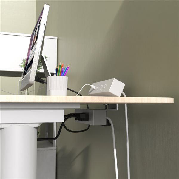 Richelieu 120 V Dual Clamp-On Power Bar and USB Power Station - White