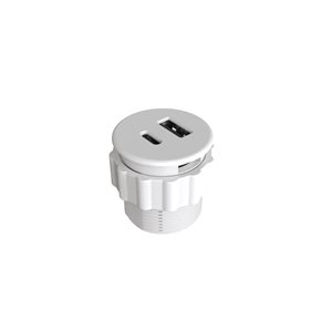 Richelieu 5 V Rounded Recessed USB Charger - White
