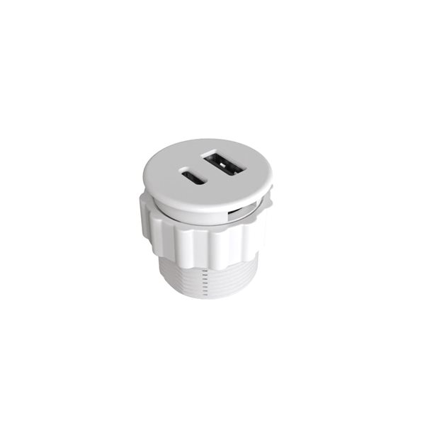 Chargeur USB rond encastré par Richelieu, 5 V, blanc