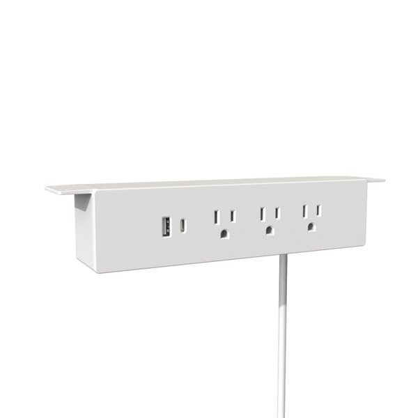 Richelieu 120 V Hanging Power Bar and USB Charging Station - White