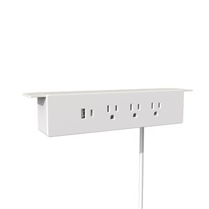 Richelieu 120 V Hanging Power Bar and USB Charging Station - White