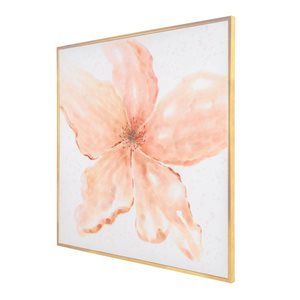 Gild Design House Gold Plastic Framed Coral Blossom 50-in x 50-in Botanical Canvas Hand-painted Painting