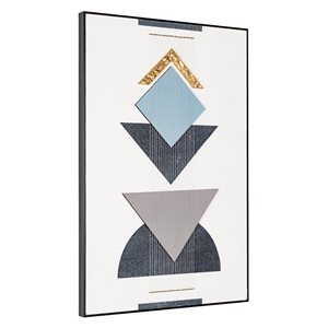 Gild Design House Black Plastic Framed Semblance Modern 36-in x 24-in Abstract Wood Hand-painted Shadow Box