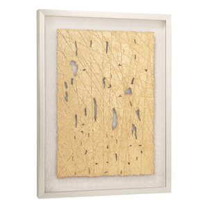 Gild Design House Gold Plastic Framed Lustrous Beauty 32-in x 24-in Abstract Glass Hand-painted Shadow Box