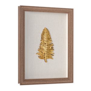 Gild Design House Brown Plastic Framed Golden Leaves I 12-in x 9-in Botanical Glass Hand-painted Shadow Box
