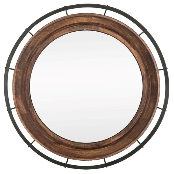 Gild Design House 36-in x 36-in Round Dark Brown, Black Framed Wall Mirror