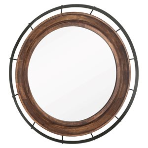 Miroir rond 36 po x 36 po par Gild Design House avec cadre brun foncé/noir