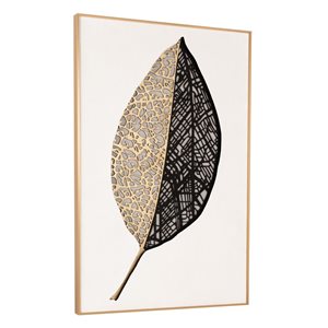 Gild Design House Black Plastic Framed Luxurious Leaf II 36-in x 24-in Botanical Wood Hand-painted Shadow Box