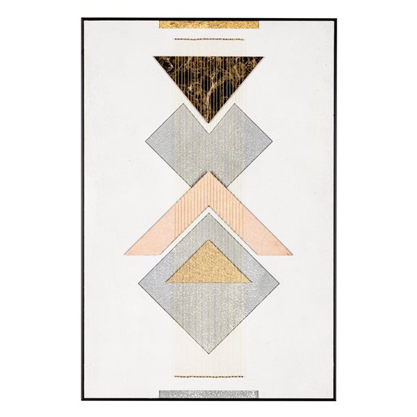 Gild Design House Black Plastic Framed Ternion Modern 36-in x 24-in Abstract Wood Hand-painted Shadow Box