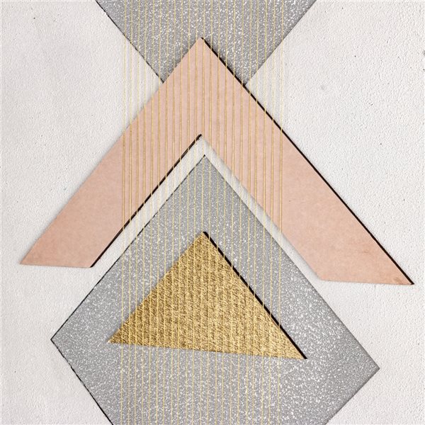 Gild Design House Black Plastic Framed Ternion Modern 36-in x 24-in Abstract Wood Hand-painted Shadow Box