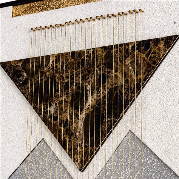 Gild Design House Black Plastic Framed Ternion Modern 36-in x 24-in Abstract Wood Hand-painted Shadow Box