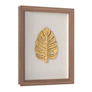 Gild Design House Brown Plastic Framed Golden Leaves III 12-in x 9-in Botanical Glass Hand-painted Shadow Box