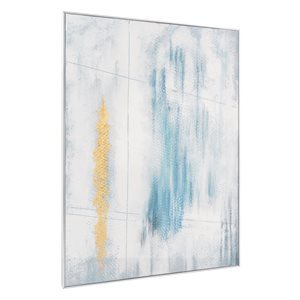 Gild Design House Silver Plastic Framed Wintertide 40-in x 30-in Abstract Canvas Hand-painted Painting