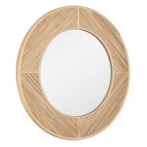 Gild Design House 34-in x 34-in Round Natural Light Brown Framed Wall Mirror
