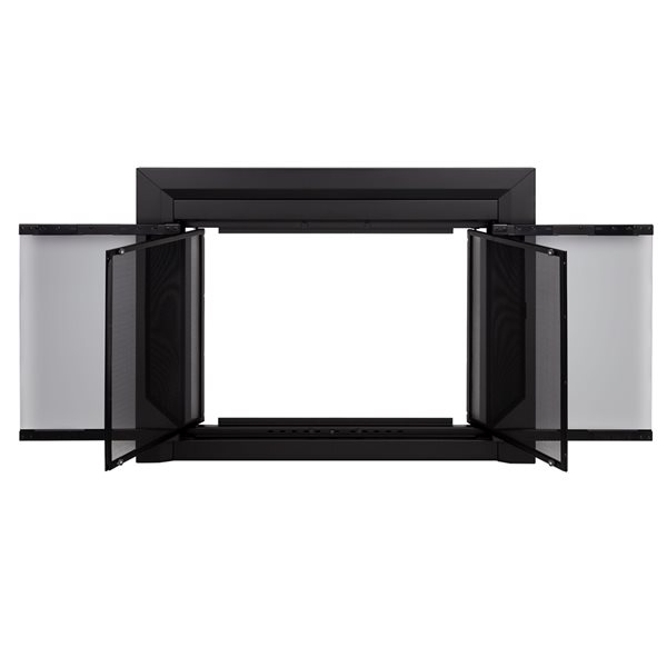 Pleasant Hearth Carlisle Black Large Cabinet-style Smoked Tempered Glass Fireplace Doors