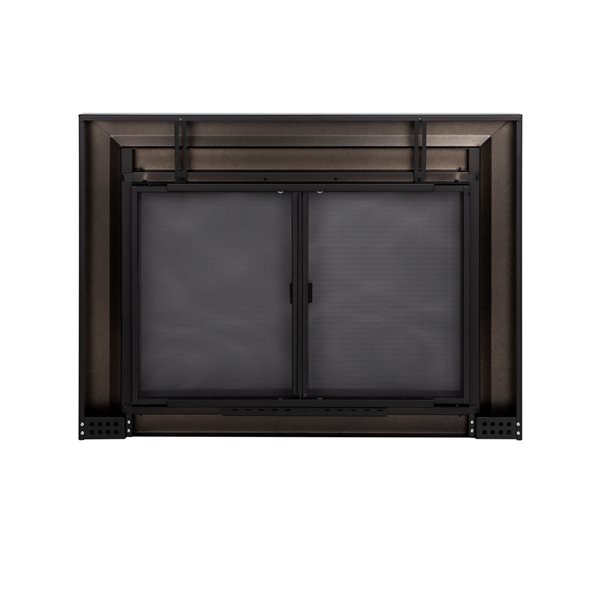 Pleasant Hearth Carlisle Black Large Cabinet-style Smoked Tempered Glass Fireplace Doors