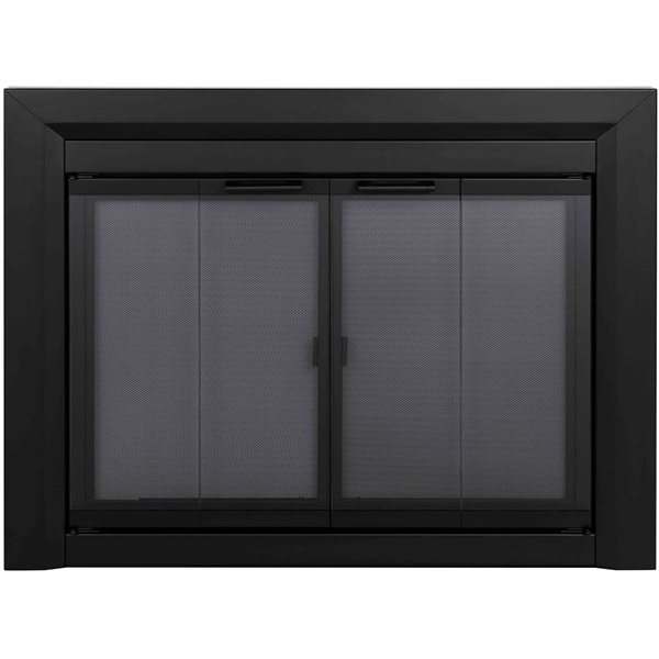 Pleasant Hearth Clairmont Black Large Bifold Smoked Tempered Glass