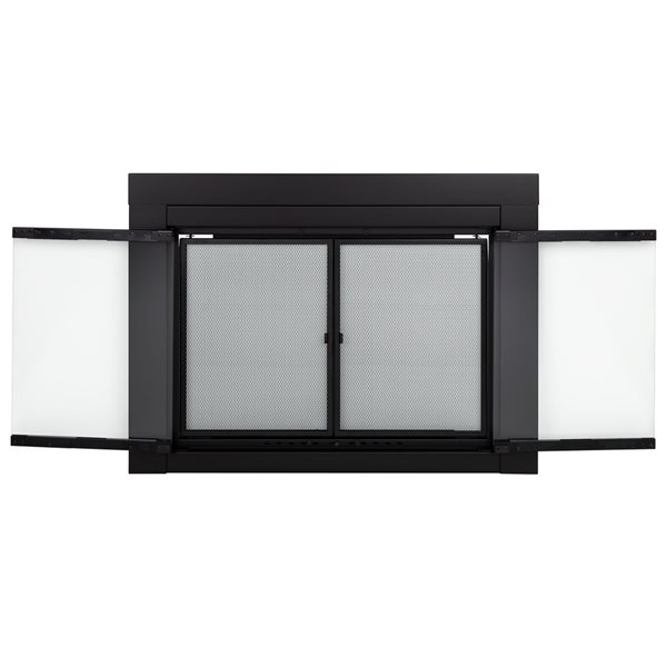 Pleasant Hearth Alpine Black Small Cabinet-style Clear Tempered Glass Fireplace Doors