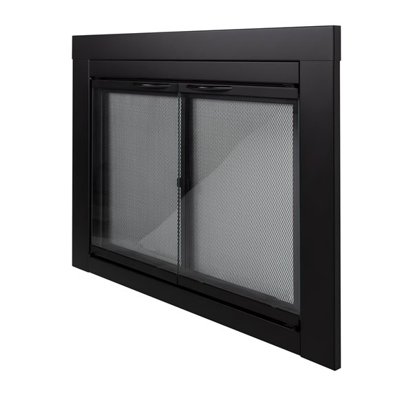 Pleasant Hearth Alpine Black Small Cabinet-style Clear Tempered Glass Fireplace Doors