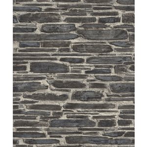 Rasch Cassandre 56.4-sq. ft. Black Non-Woven Stone Unpasted Wallpaper