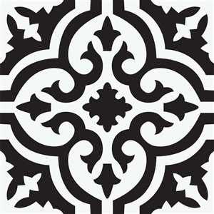 Tuile en vinyle noir et blanc Parma par FloorPops de 12 po x 12 po, ensemble de 10