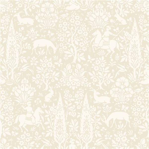 Crown Sherwood 56.4-sq. ft. Cream Paper Woodland Unpasted Wallpaper