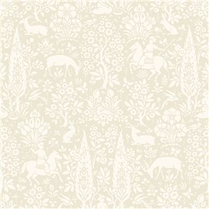 Crown Sherwood 56.4-sq. ft. Cream Paper Woodland Unpasted Wallpaper