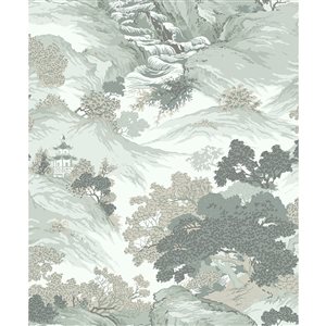 Crown Ordos 56.4-sq. ft. Light Green Paper Toile Unpasted Wallpaper