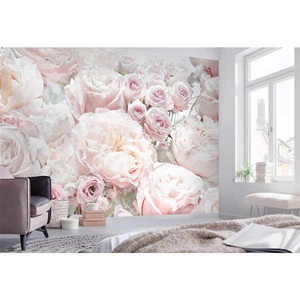 Komar 145.2-in W x 100.8-in H Unpasted Pink Floral Wall Mural