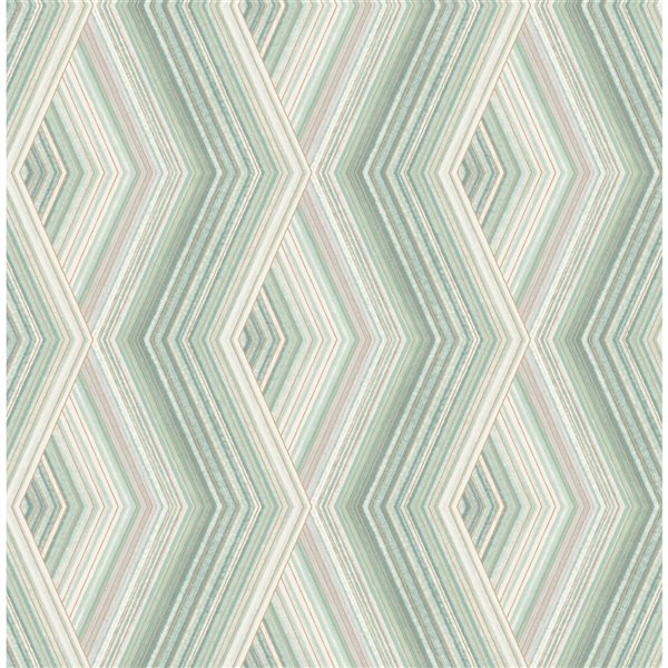 Crown Aura 56.4-sq. ft. Green Paper Geometric Unpasted Wallpaper