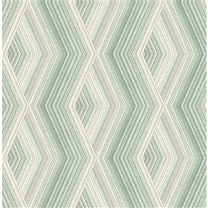 Crown Aura 56.4-sq. ft. Green Paper Geometric Unpasted Wallpaper