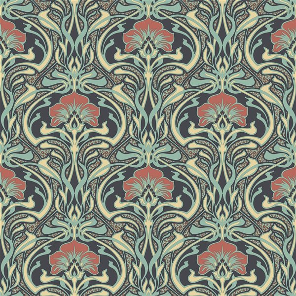 Crown Donovan 56.4-sq. ft. Green Paper Floral Unpasted Wallpaper