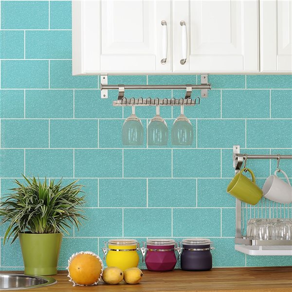 Crown Joan 56.4-sq. ft. Aqua Vinyl Tile Unpasted Wallpaper