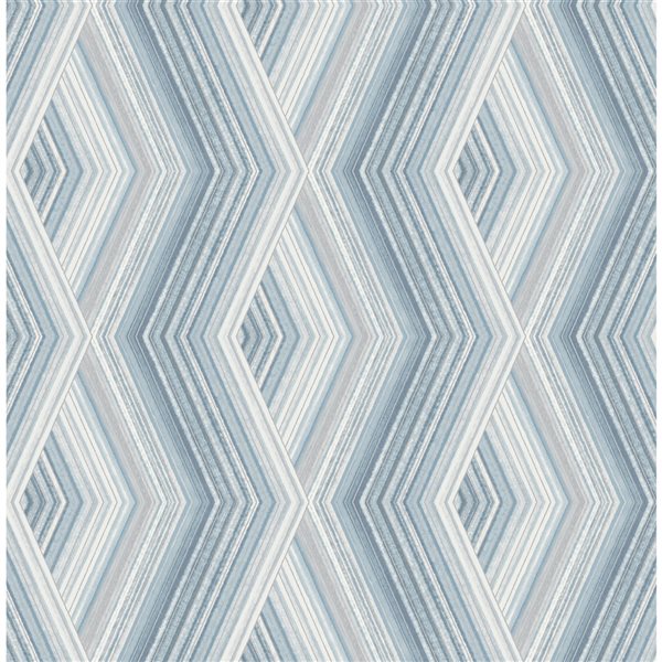 Crown Aura 56.4-sq. ft. Blue Paper Geometric Unpasted Wallpaper