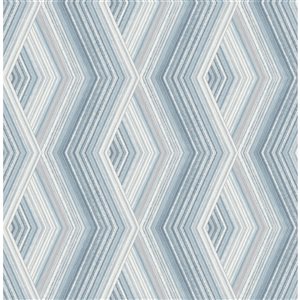 Crown Aura 56.4-sq. ft. Blue Paper Geometric Unpasted Wallpaper