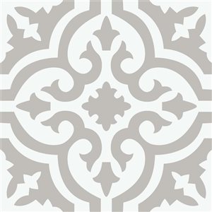 Tuile en vinyle gris et blanc Emilia par FloorPops de 12 po x 12 po, ensemble de 10