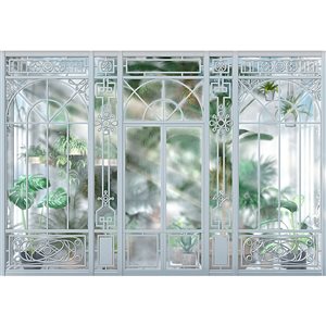 Komar 144-in W x 99.6-in H Unpasted Grey Greenhouse Wall Mural