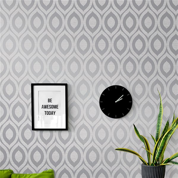 Crown Rimini 56.4-sq. ft. Grey Paper Geometric Unpasted Wallpaper