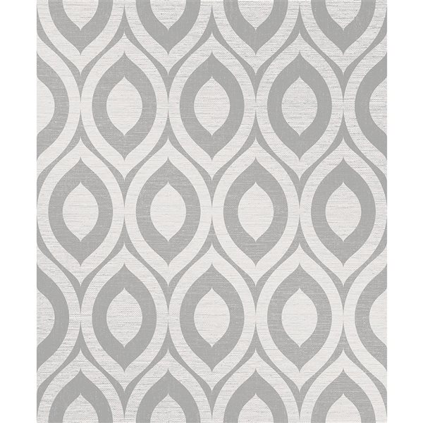 Crown Rimini 56.4-sq. ft. Grey Paper Geometric Unpasted Wallpaper