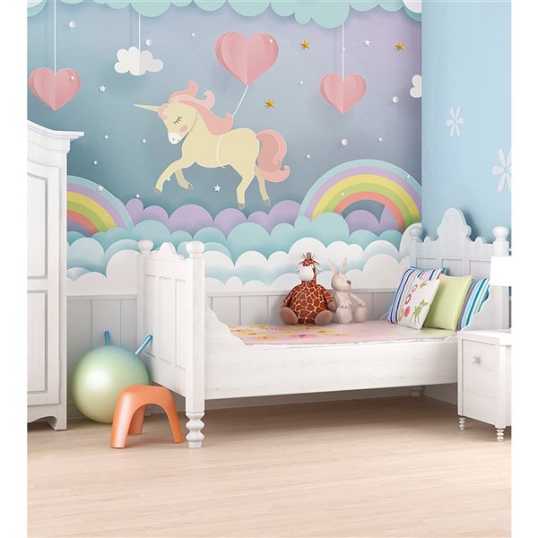 ohpopsi 118-in W x 94-in H Unpasted Unicorn Wall Mural