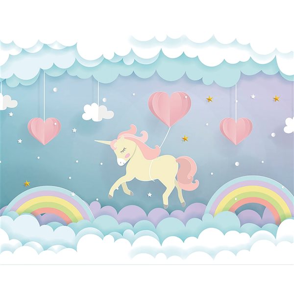 ohpopsi 118-in W x 94-in H Unpasted Unicorn Wall Mural