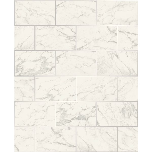 Crown Mirren 56.4-sq. ft. Off-White Paper Marble Subway Tile Unpasted Wallpaper