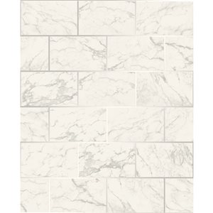 Crown Mirren 56.4-sq. ft. Off-White Paper Marble Subway Tile Unpasted Wallpaper