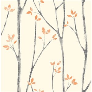 Brewster Ingrid 56.4-sq. ft. Orange Non-Woven Trees Unpasted Wallpaper