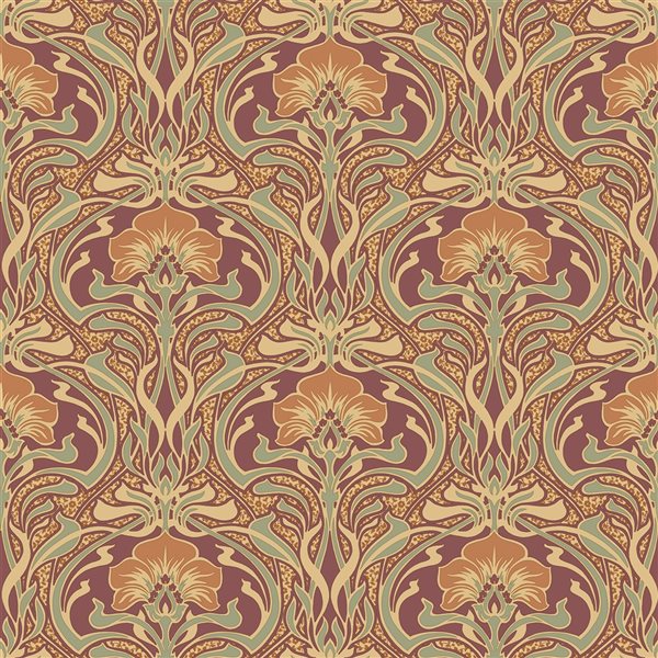 Crown Donovan 56.4-sq. ft. Orange Paper Floral Unpasted Wallpaper